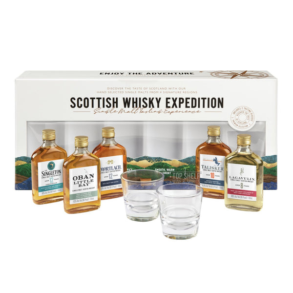 Scottish Whiskey Expedition Gift Set Featuring Oban, Talisker, Lagavulin, Singleton & Mortlach